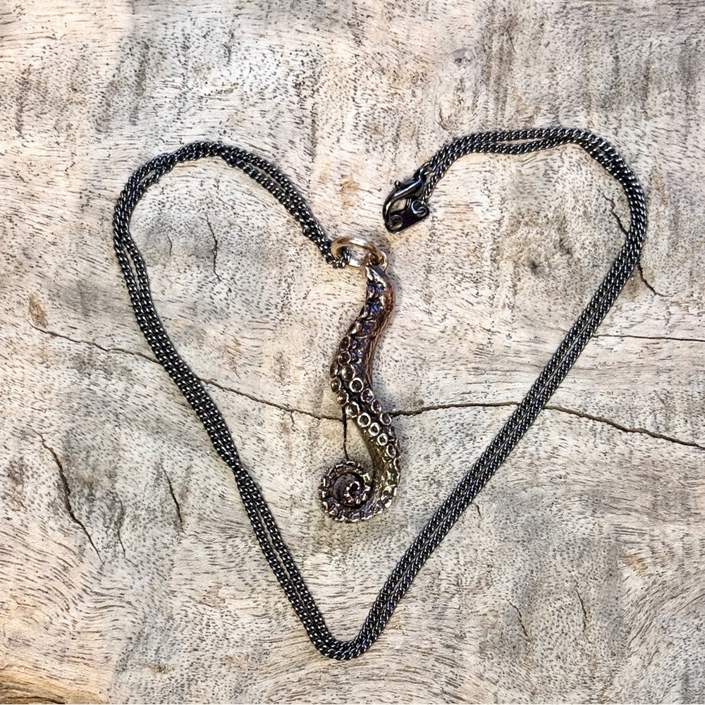 Hand crafted Bronze Octopus Tentacle Pendant Necklace